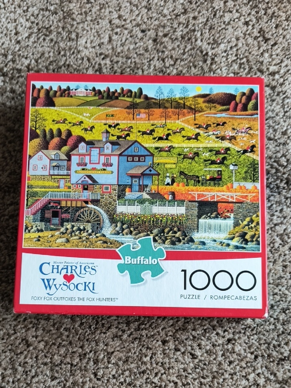 Buffalo David Bitton Charles Wysocki Farm Scene Puzzle - Red, Green, Blue